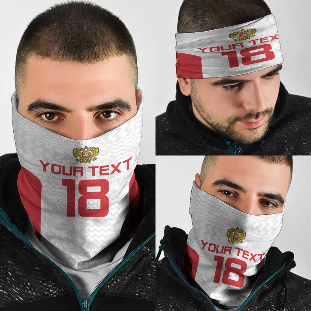 Custom Russia Football Neck Gaiter Nashi Parni Khokhloma Style - White - Wonder Print Shop
