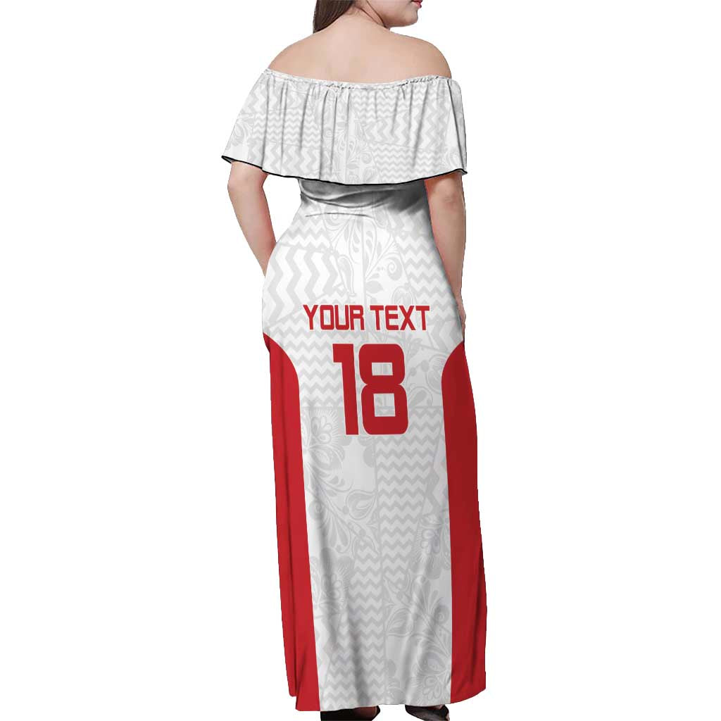 Custom Russia Football Off Shoulder Maxi Dress Nashi Parni Khokhloma Style - White - Wonder Print Shop