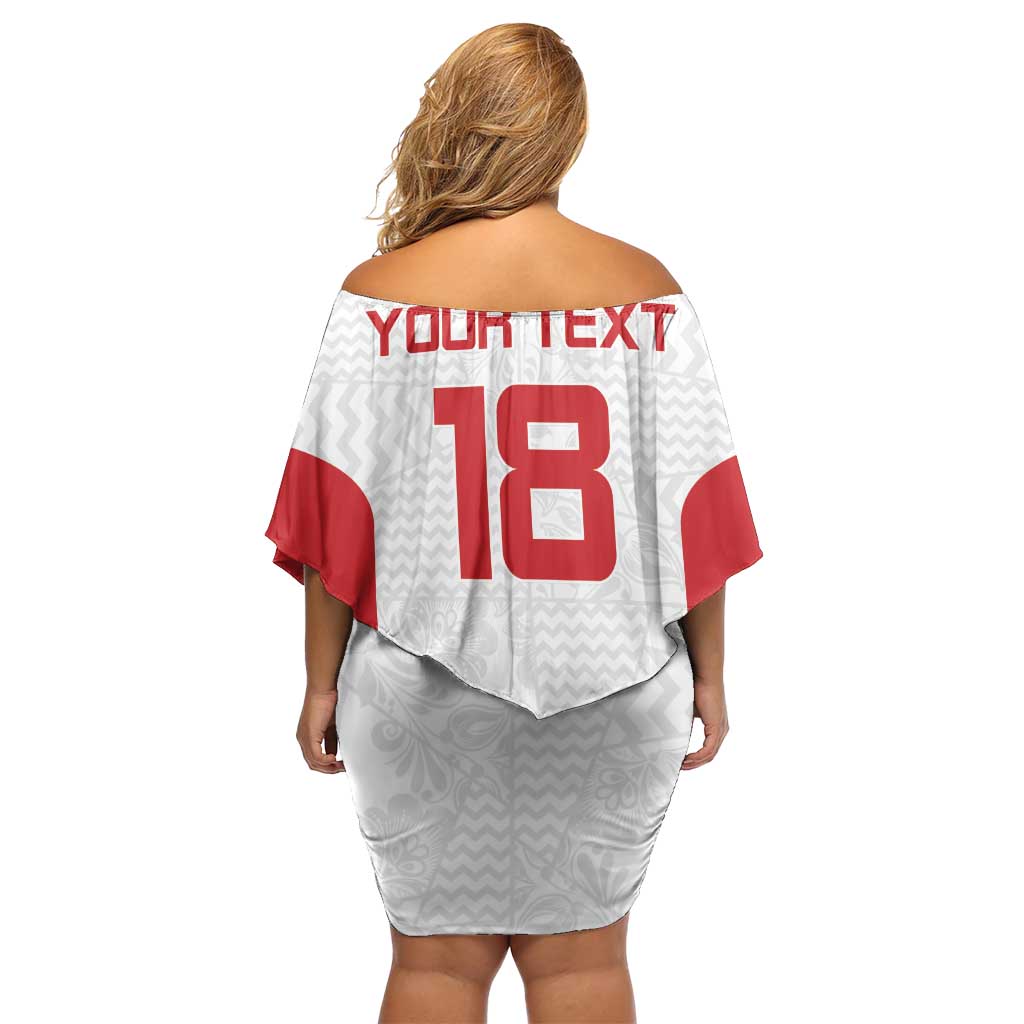 Custom Russia Football Off Shoulder Short Dress Nashi Parni Khokhloma Style - White - Wonder Print Shop