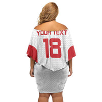 Custom Russia Football Off Shoulder Short Dress Nashi Parni Khokhloma Style - White - Wonder Print Shop