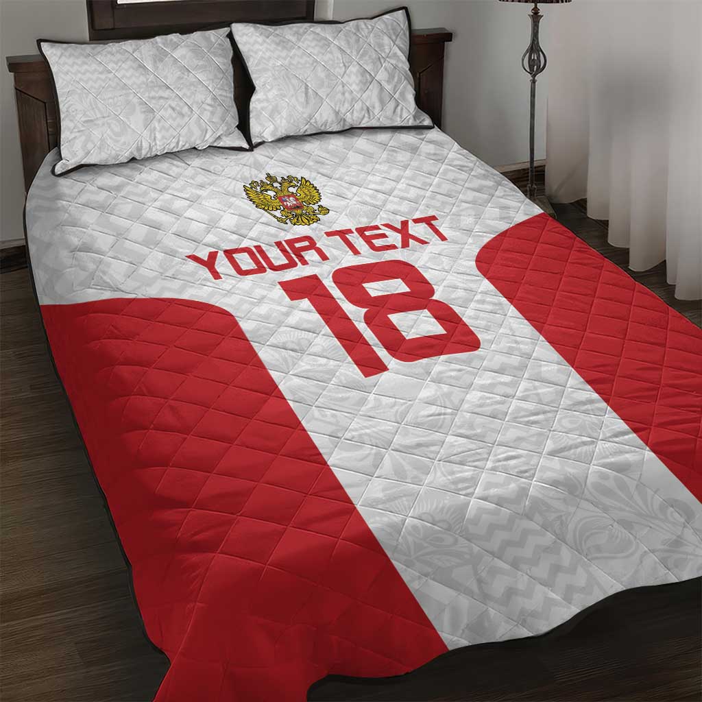 Custom Russia Football Quilt Bed Set Nashi Parni Khokhloma Style - White - Wonder Print Shop