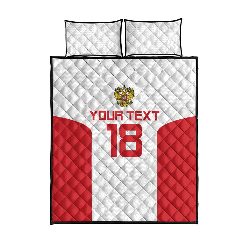 Custom Russia Football Quilt Bed Set Nashi Parni Khokhloma Style - White - Wonder Print Shop