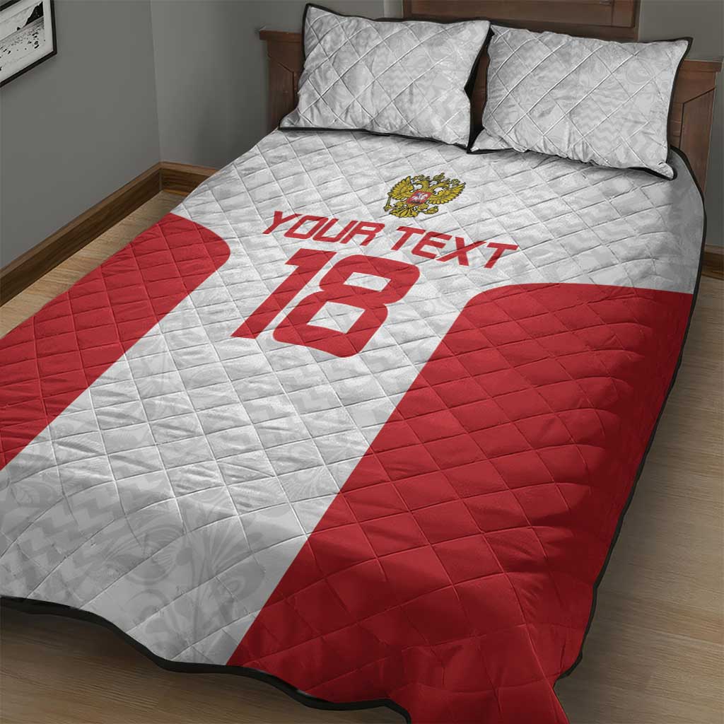 Custom Russia Football Quilt Bed Set Nashi Parni Khokhloma Style - White - Wonder Print Shop