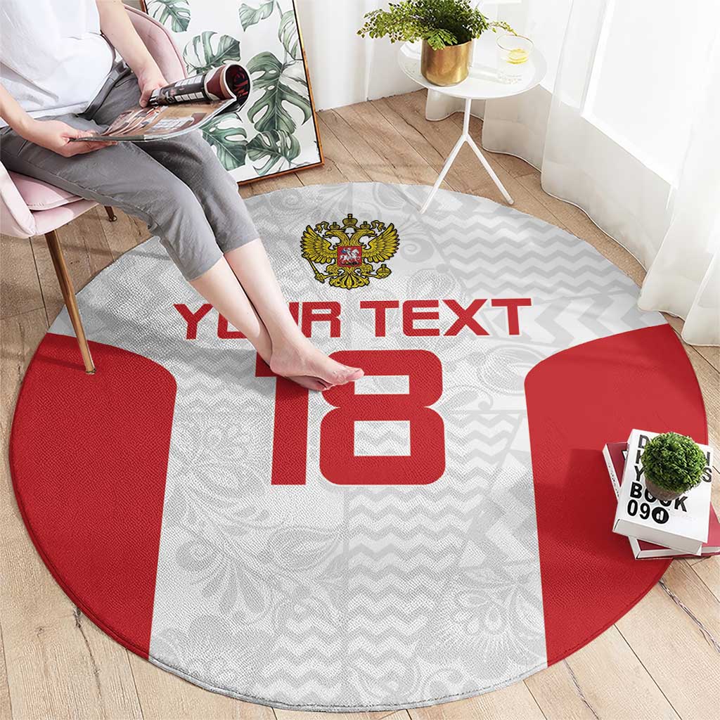 Custom Russia Football Round Carpet Nashi Parni Khokhloma Style - White - Wonder Print Shop