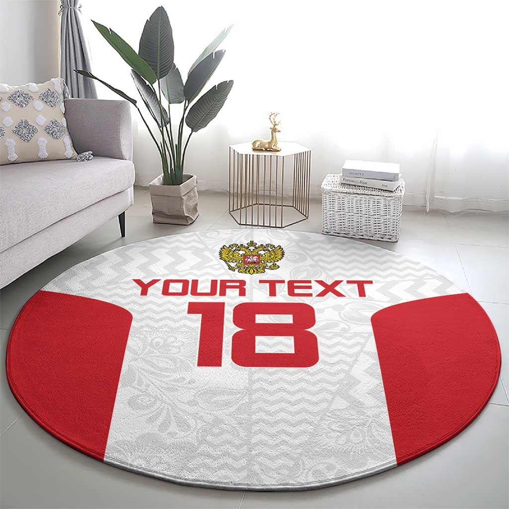 Custom Russia Football Round Carpet Nashi Parni Khokhloma Style - White - Wonder Print Shop