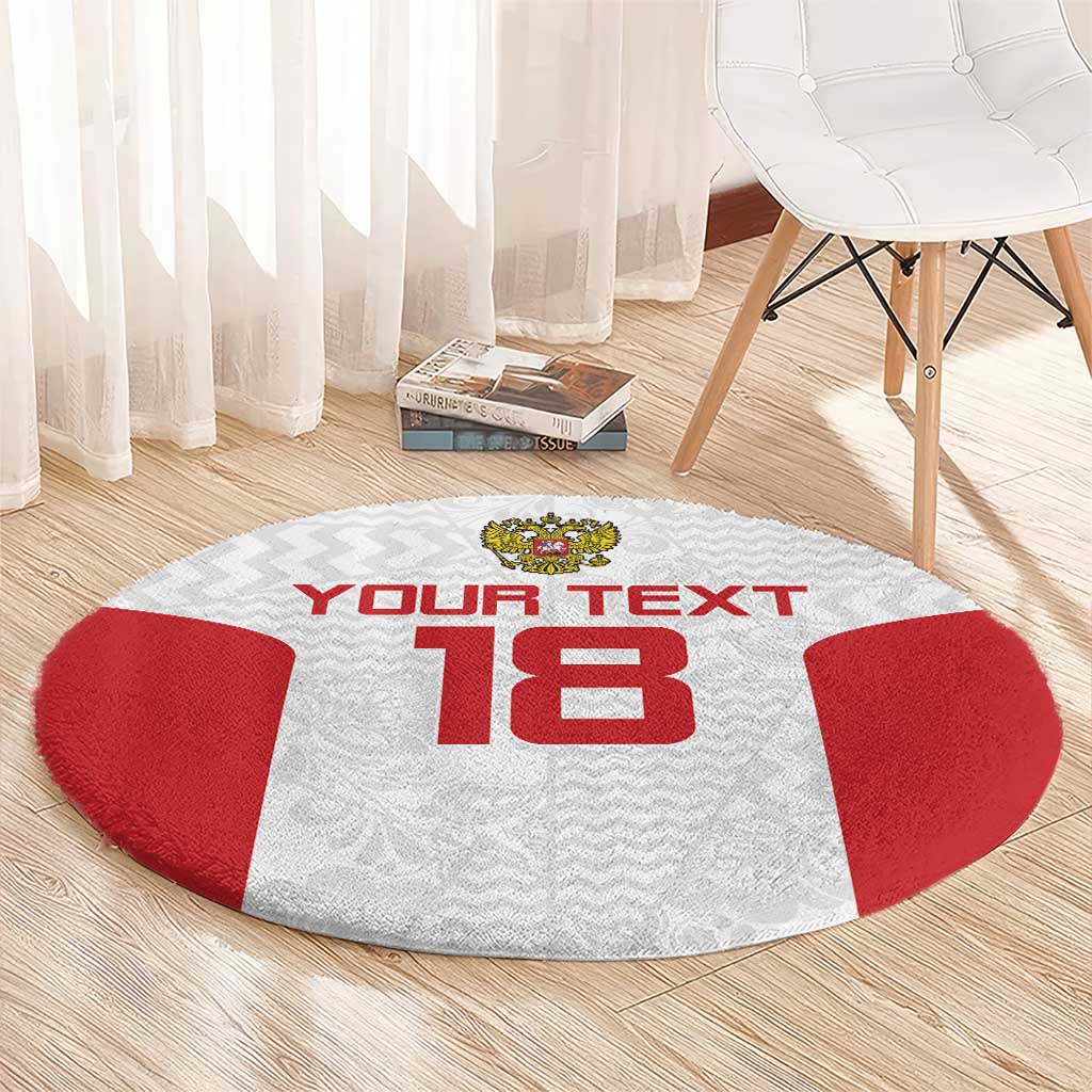 Custom Russia Football Round Carpet Nashi Parni Khokhloma Style - White - Wonder Print Shop