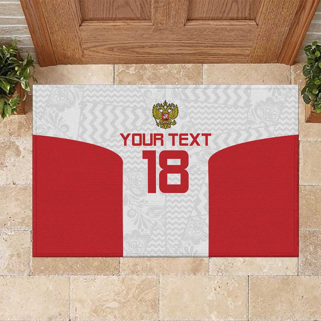 Custom Russia Football Rubber Doormat Nashi Parni Khokhloma Style - White - Wonder Print Shop
