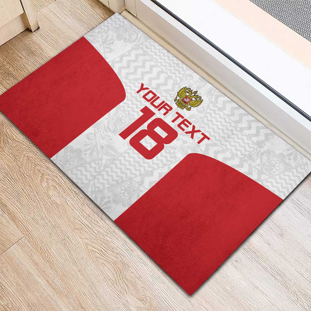 Custom Russia Football Rubber Doormat Nashi Parni Khokhloma Style - White - Wonder Print Shop