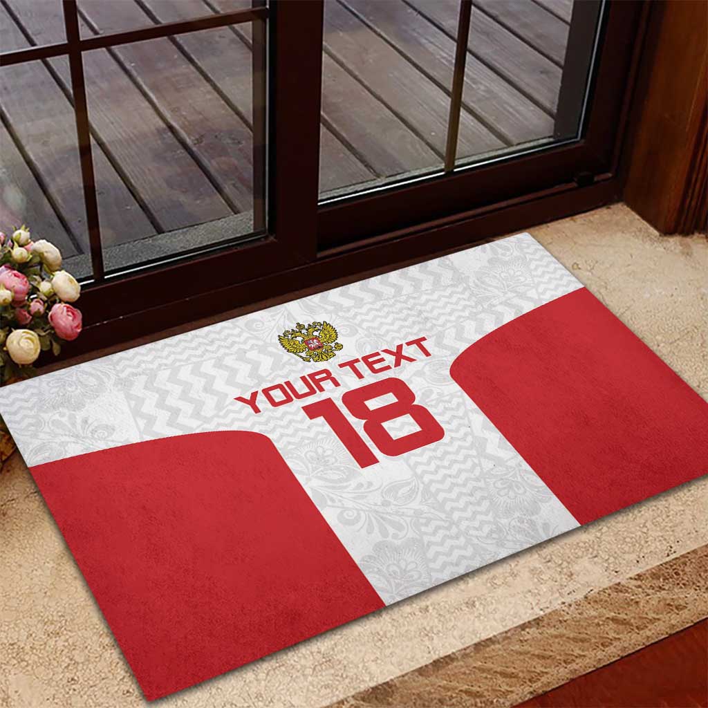 Custom Russia Football Rubber Doormat Nashi Parni Khokhloma Style - White - Wonder Print Shop