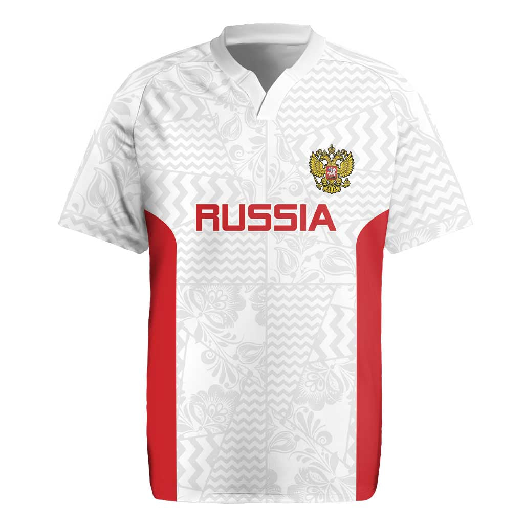 Custom Russia Football Rugby Jersey Nashi Parni Khokhloma Style - White - Wonder Print Shop