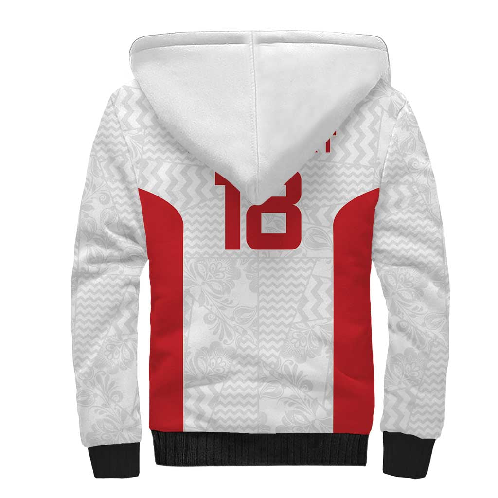 Custom Russia Football Sherpa Hoodie Nashi Parni Khokhloma Style - White - Wonder Print Shop