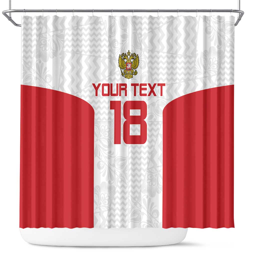 Custom Russia Football Shower Curtain Nashi Parni Khokhloma Style - White - Wonder Print Shop
