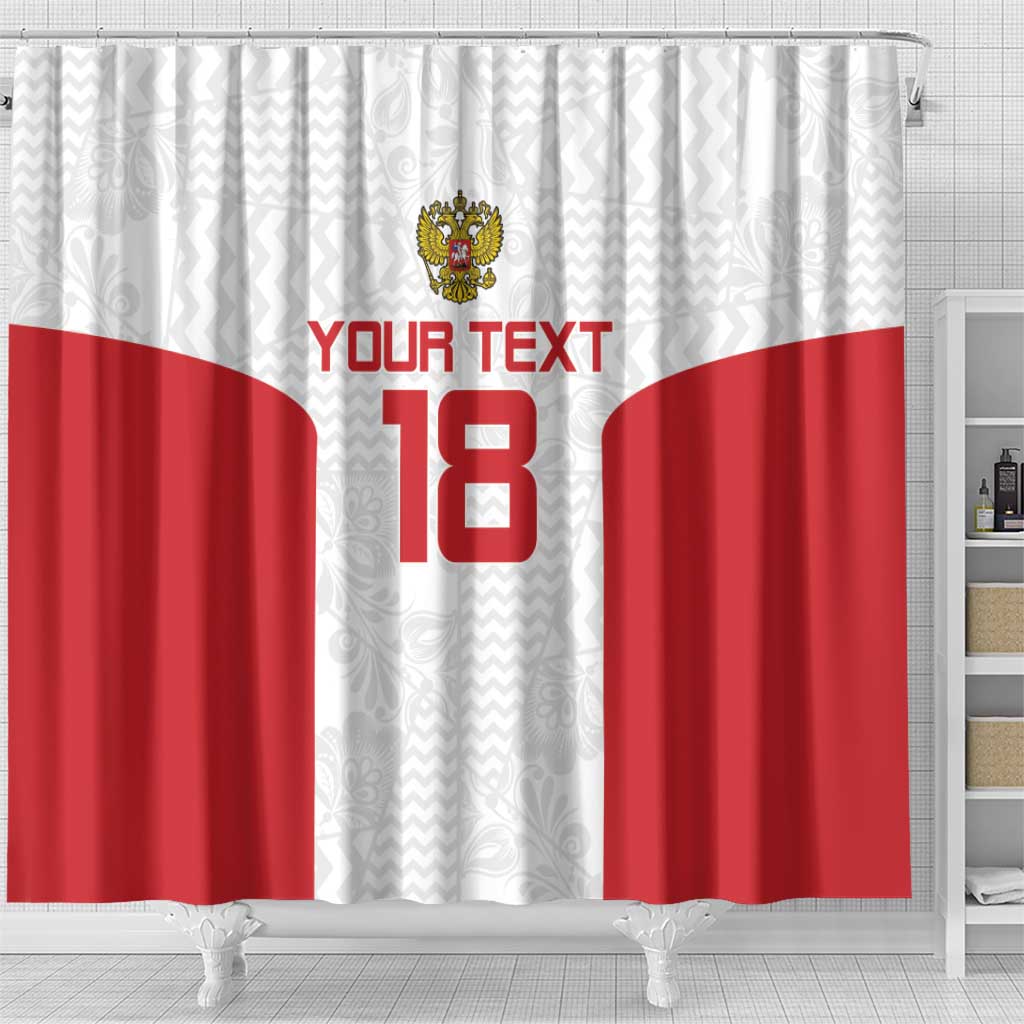 Custom Russia Football Shower Curtain Nashi Parni Khokhloma Style - White - Wonder Print Shop