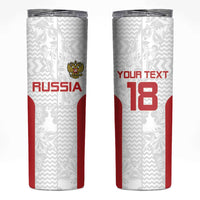 Custom Russia Football Skinny Tumbler Nashi Parni Khokhloma Style - White - Wonder Print Shop