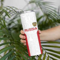 Custom Russia Football Skinny Tumbler Nashi Parni Khokhloma Style - White - Wonder Print Shop