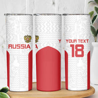 Custom Russia Football Skinny Tumbler Nashi Parni Khokhloma Style - White - Wonder Print Shop