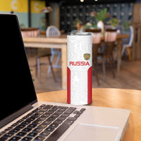 Custom Russia Football Skinny Tumbler Nashi Parni Khokhloma Style - White - Wonder Print Shop
