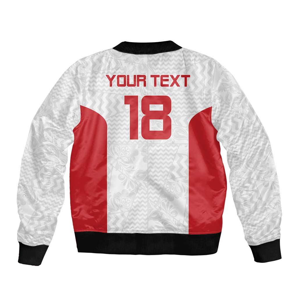 Custom Russia Football Sleeve Zip Bomber Jacket Nashi Parni Khokhloma Style - White - Wonder Print Shop