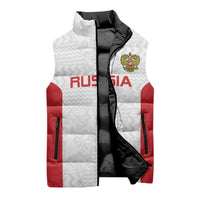 Custom Russia Football Sleeveless Puffer Jacket Nashi Parni Khokhloma Style - White - Wonder Print Shop