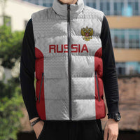 Custom Russia Football Sleeveless Puffer Jacket Nashi Parni Khokhloma Style - White - Wonder Print Shop