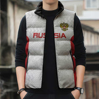 Custom Russia Football Sleeveless Puffer Jacket Nashi Parni Khokhloma Style - White - Wonder Print Shop