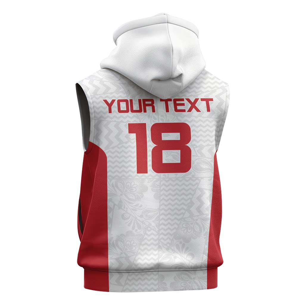 Custom Russia Football Sleeveless Zip Hoodie Nashi Parni Khokhloma Style - White - Wonder Print Shop
