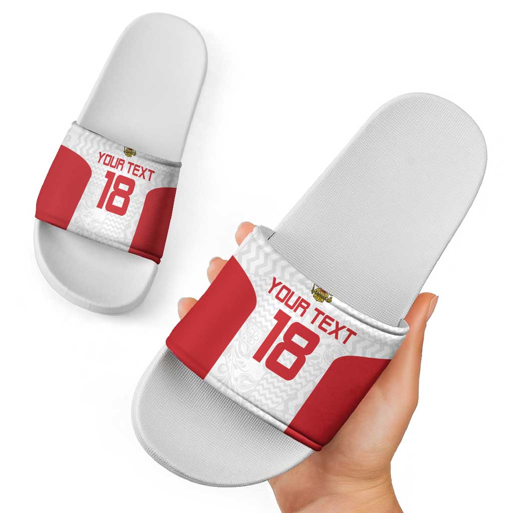 Custom Russia Football Slide Sandals Nashi Parni Khokhloma Style - White - Wonder Print Shop