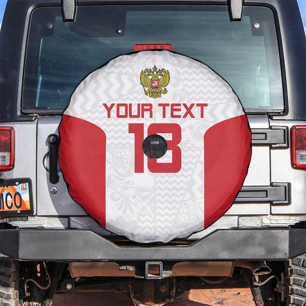 Custom Russia Football Spare Tire Cover Nashi Parni Khokhloma Style - White - Wonder Print Shop