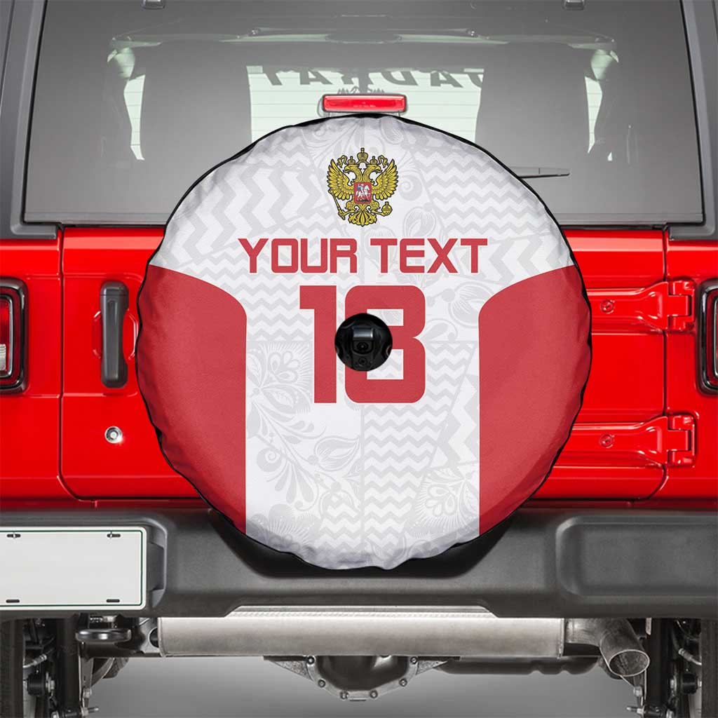 Custom Russia Football Spare Tire Cover Nashi Parni Khokhloma Style - White - Wonder Print Shop