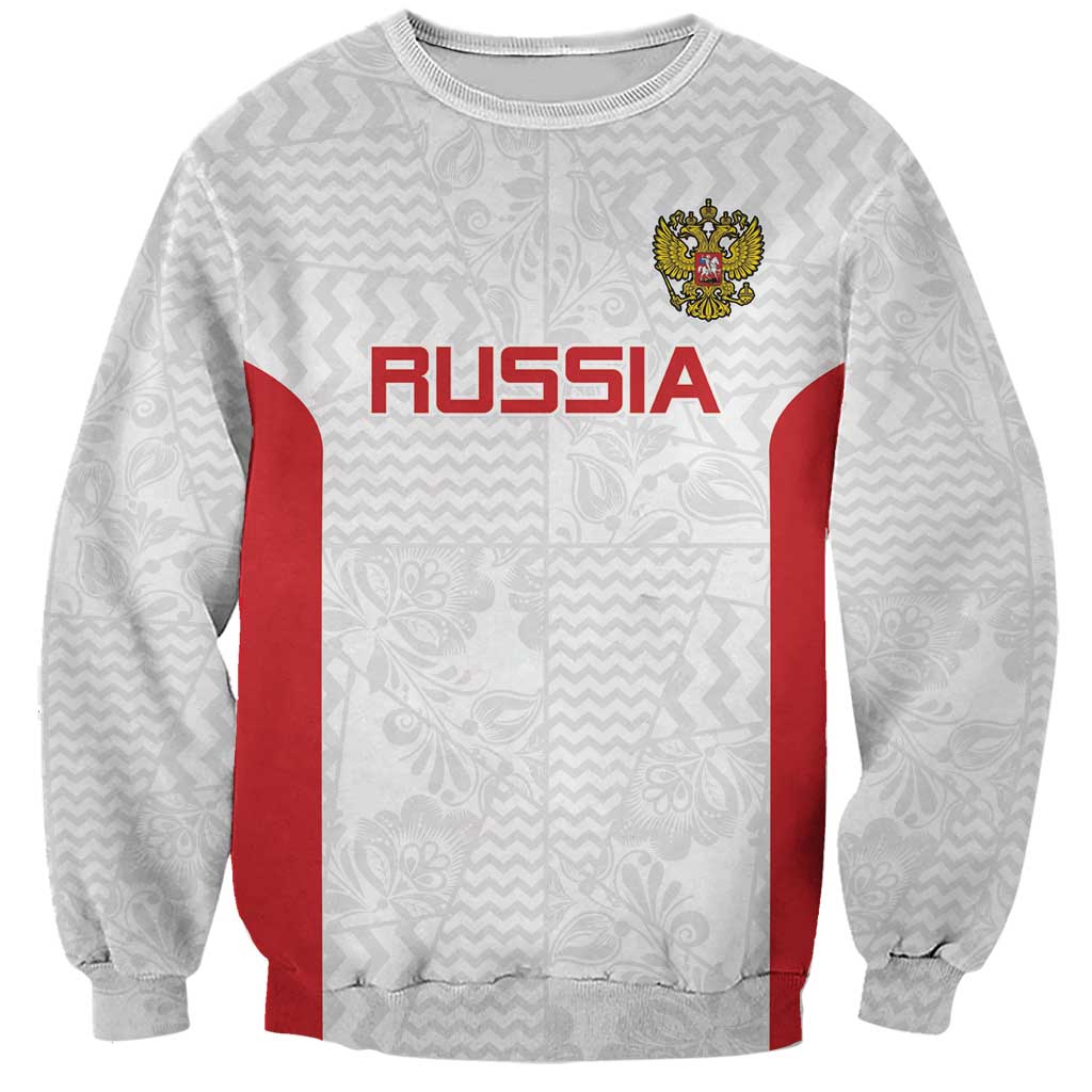 Custom Russia Football Sweatshirt Nashi Parni Khokhloma Style - White - Wonder Print Shop