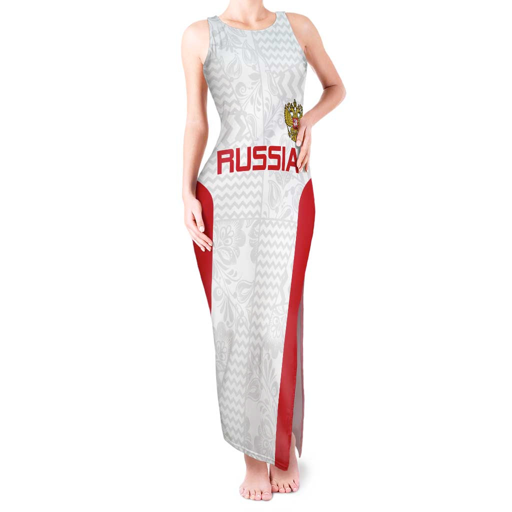 Custom Russia Football Tank Maxi Dress Nashi Parni Khokhloma Style - White - Wonder Print Shop