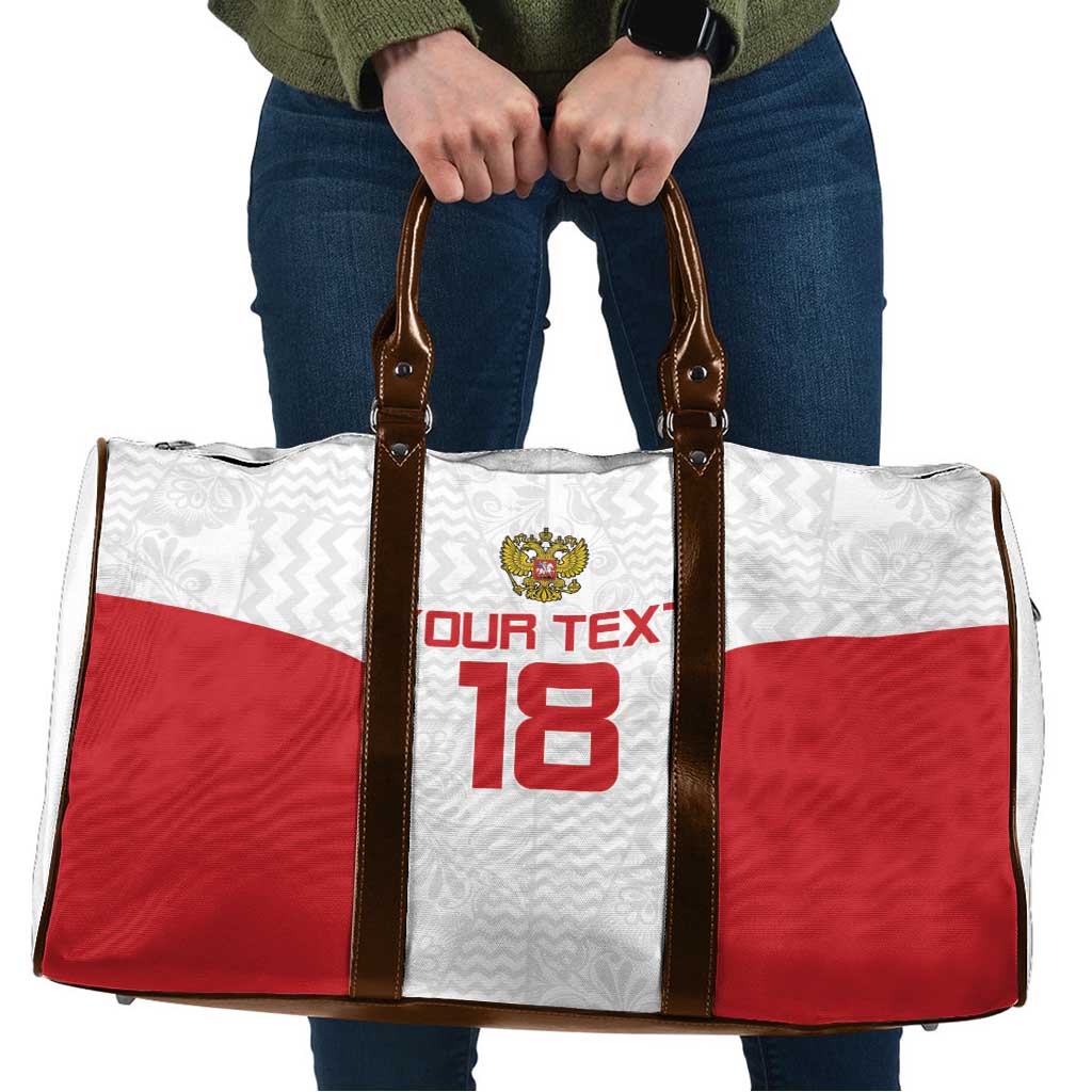 Custom Russia Football Travel Bag Nashi Parni Khokhloma Style - White - Wonder Print Shop