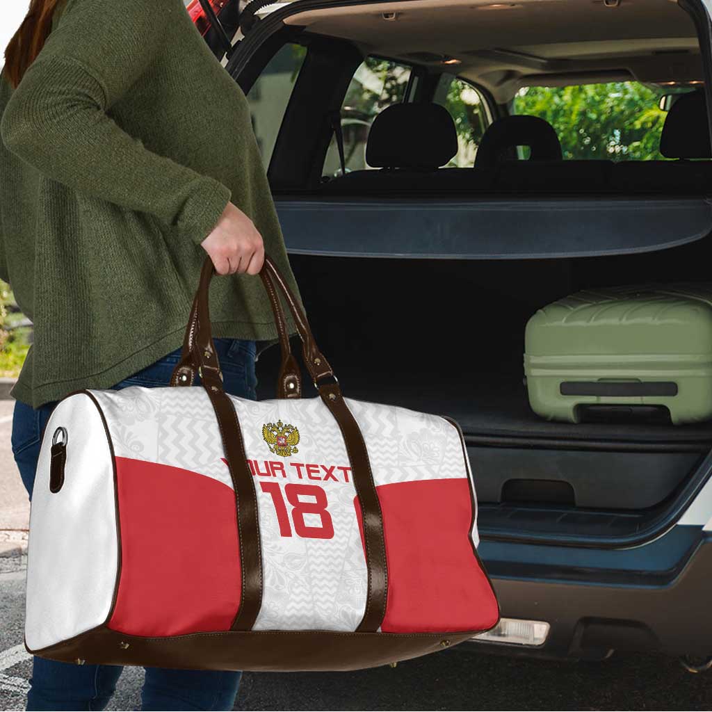 Custom Russia Football Travel Bag Nashi Parni Khokhloma Style - White - Wonder Print Shop