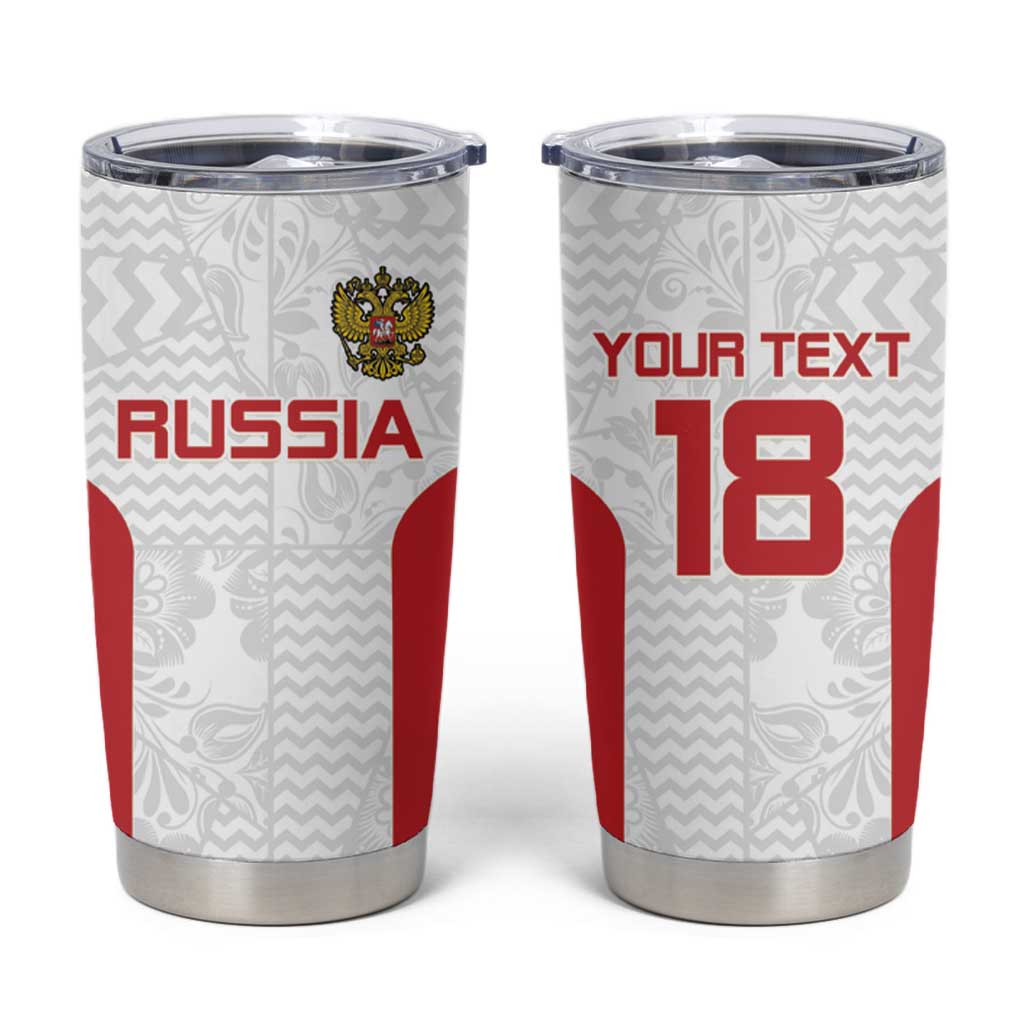 Custom Russia Football Tumbler Cup Nashi Parni Khokhloma Style - White - Wonder Print Shop