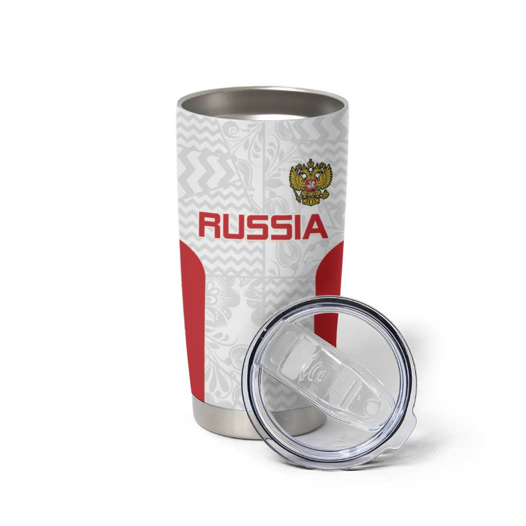Custom Russia Football Tumbler Cup Nashi Parni Khokhloma Style - White - Wonder Print Shop