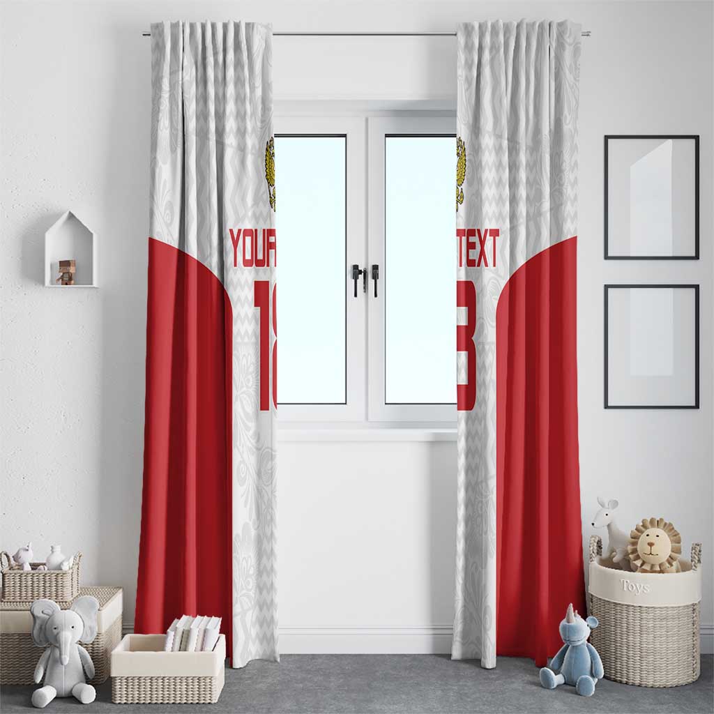 Custom Russia Football Window Curtain Nashi Parni Khokhloma Style - White - Wonder Print Shop