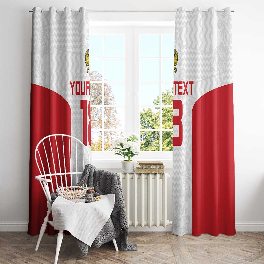 Custom Russia Football Window Curtain Nashi Parni Khokhloma Style - White - Wonder Print Shop