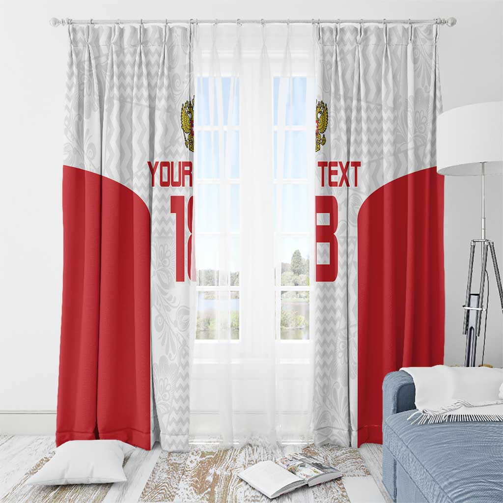 Custom Russia Football Window Curtain Nashi Parni Khokhloma Style - White - Wonder Print Shop