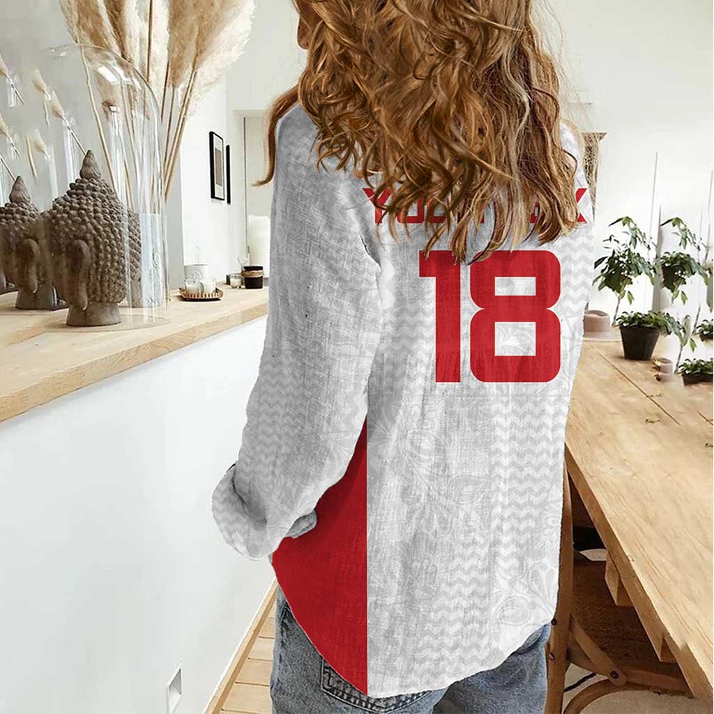 Custom Russia Football Women Casual Shirt Nashi Parni Khokhloma Style - White - Wonder Print Shop