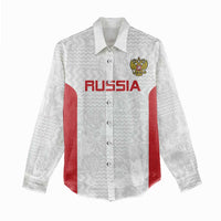 Custom Russia Football Women Casual Shirt Nashi Parni Khokhloma Style - White - Wonder Print Shop