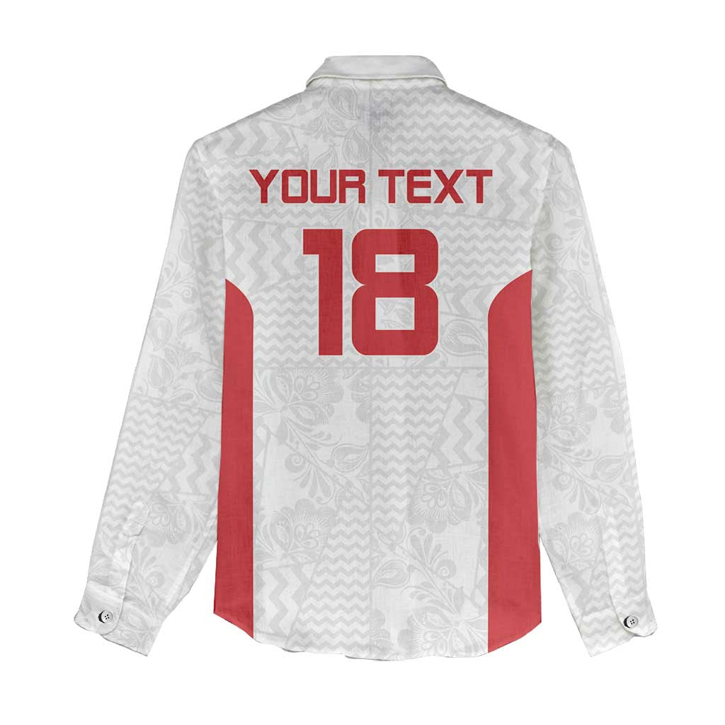 Custom Russia Football Women Casual Shirt Nashi Parni Khokhloma Style - White - Wonder Print Shop