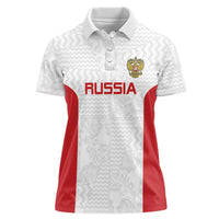 Custom Russia Football Women Polo Shirt Nashi Parni Khokhloma Style - White - Wonder Print Shop