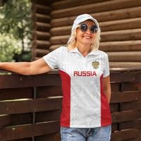 Custom Russia Football Women Polo Shirt Nashi Parni Khokhloma Style - White - Wonder Print Shop