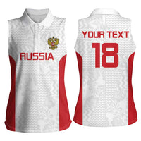 Custom Russia Football Women Sleeveless Polo Shirt Nashi Parni Khokhloma Style - White - Wonder Print Shop