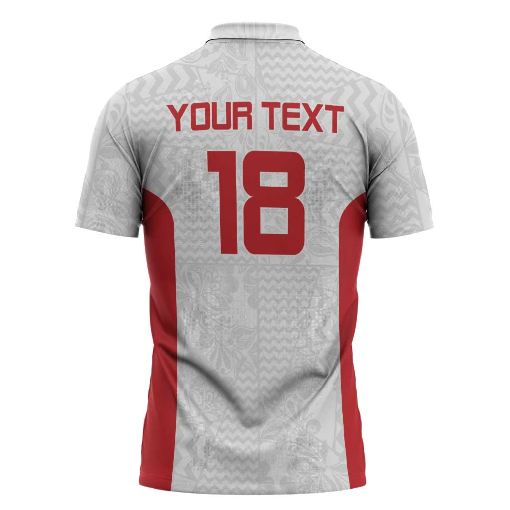 Custom Russia Football Zipper Polo Shirt Nashi Parni Khokhloma Style - White - Wonder Print Shop