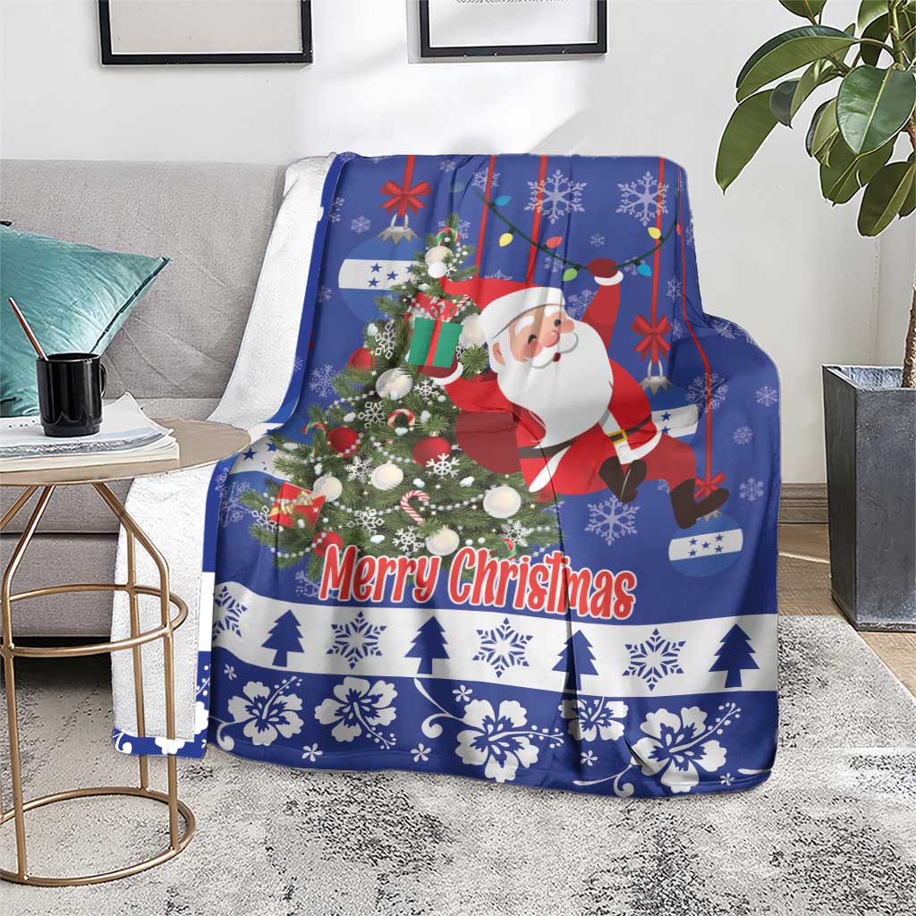 Honduras Santa Claus Christmas Blanket Christmas Tree With Flag Background