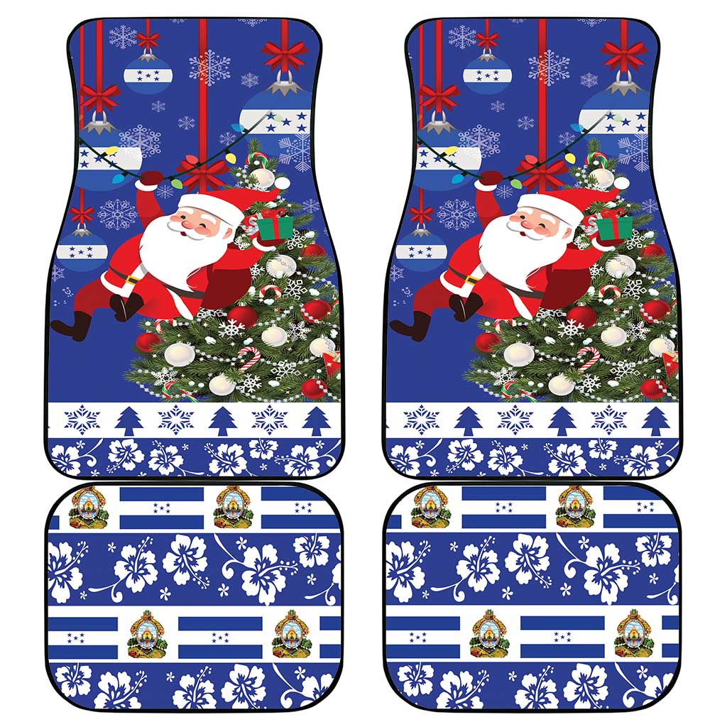 Honduras Santa Claus Christmas Car Mats Christmas Tree With Flag Background - Wonder Print Shop