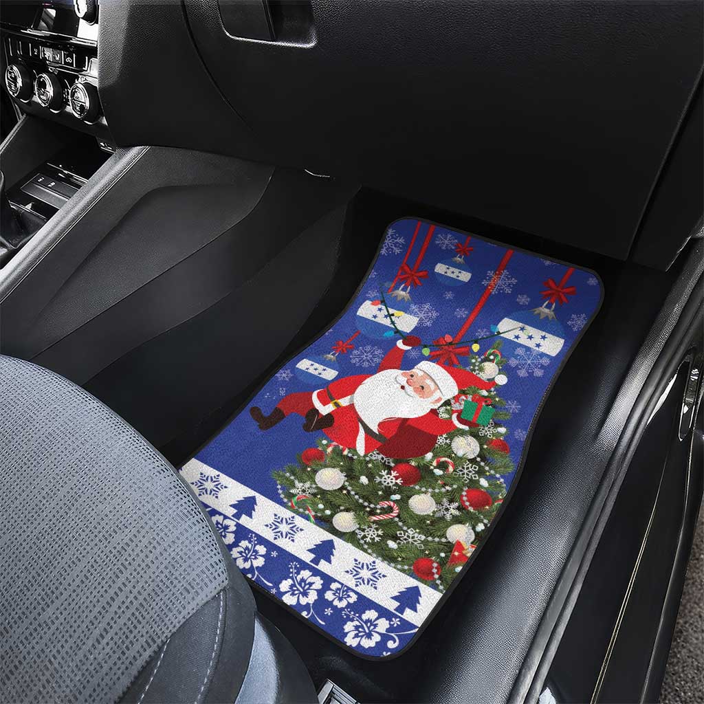 Honduras Santa Claus Christmas Car Mats Christmas Tree With Flag Background - Wonder Print Shop