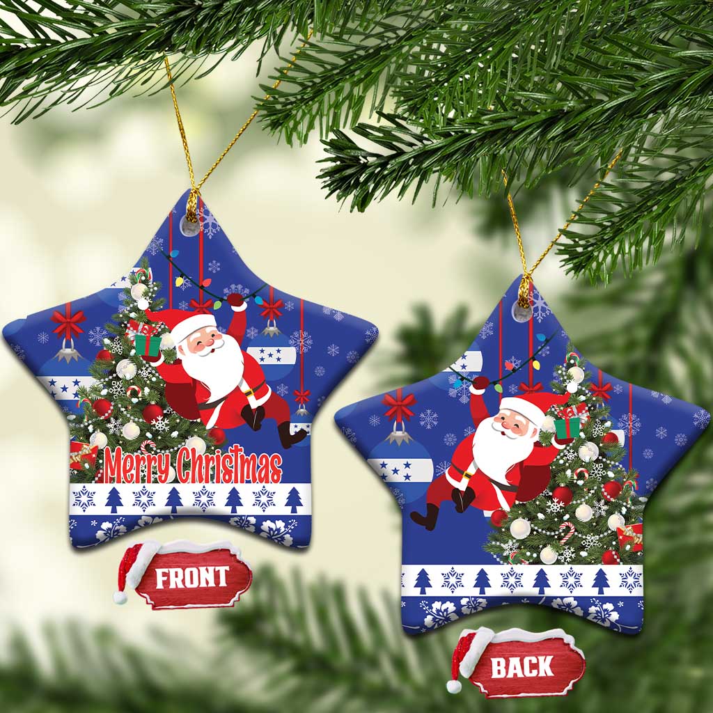 Honduras Santa Claus Christmas Ceramic Ornament Christmas Tree With Flag Background - Wonder Print Shop