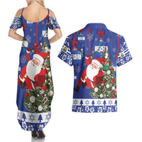 Honduras Santa Claus Christmas Couples Matching Summer Maxi Dress and Hawaiian Shirt Christmas Tree With Flag Background - Wonder Print Shop